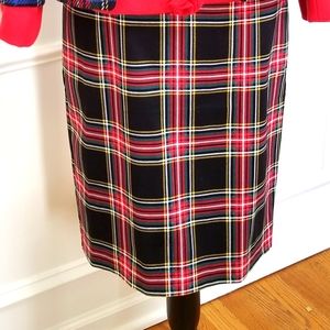 New! J Crew sz 10 Black Red Tartan Plaid Pencil Skirt NWT